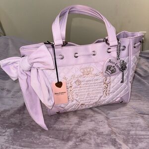 Juicy Couture Light Pink Quilted Tote with Bow & Charm